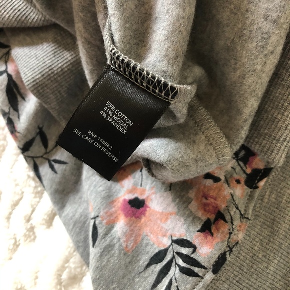 Torrid HeatherGrey Floral Fleece Raglan Sweatshirt - Picture 7 of 10